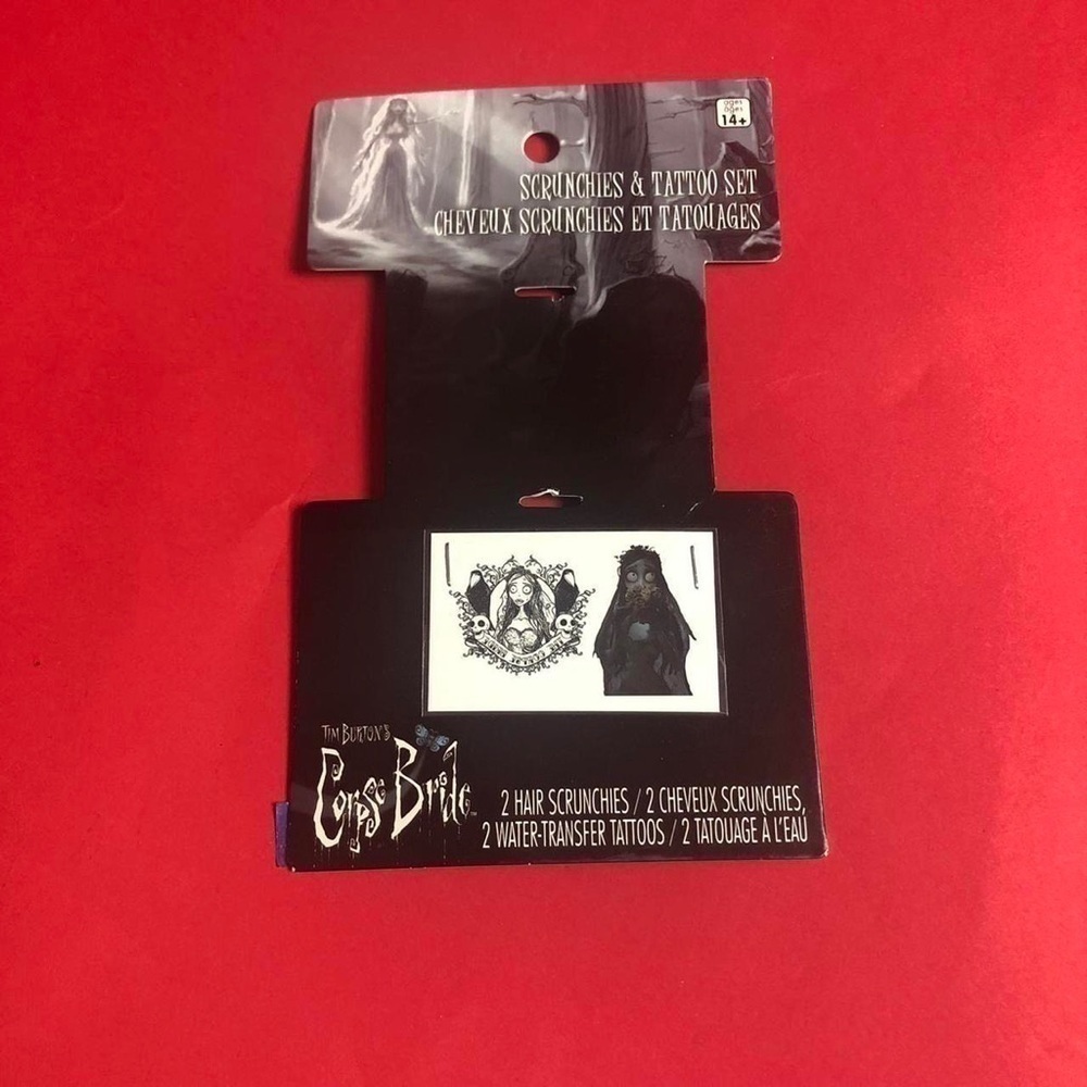 Tim Burton’s corpse bride temp tattoos 💙🤍